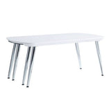 Coffee Table - Modern High Gloss - White & Chrome - Pull-Out Tabletop