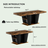 Engineered Wood Dining Table with Storage Black/Rustic Brown 44"