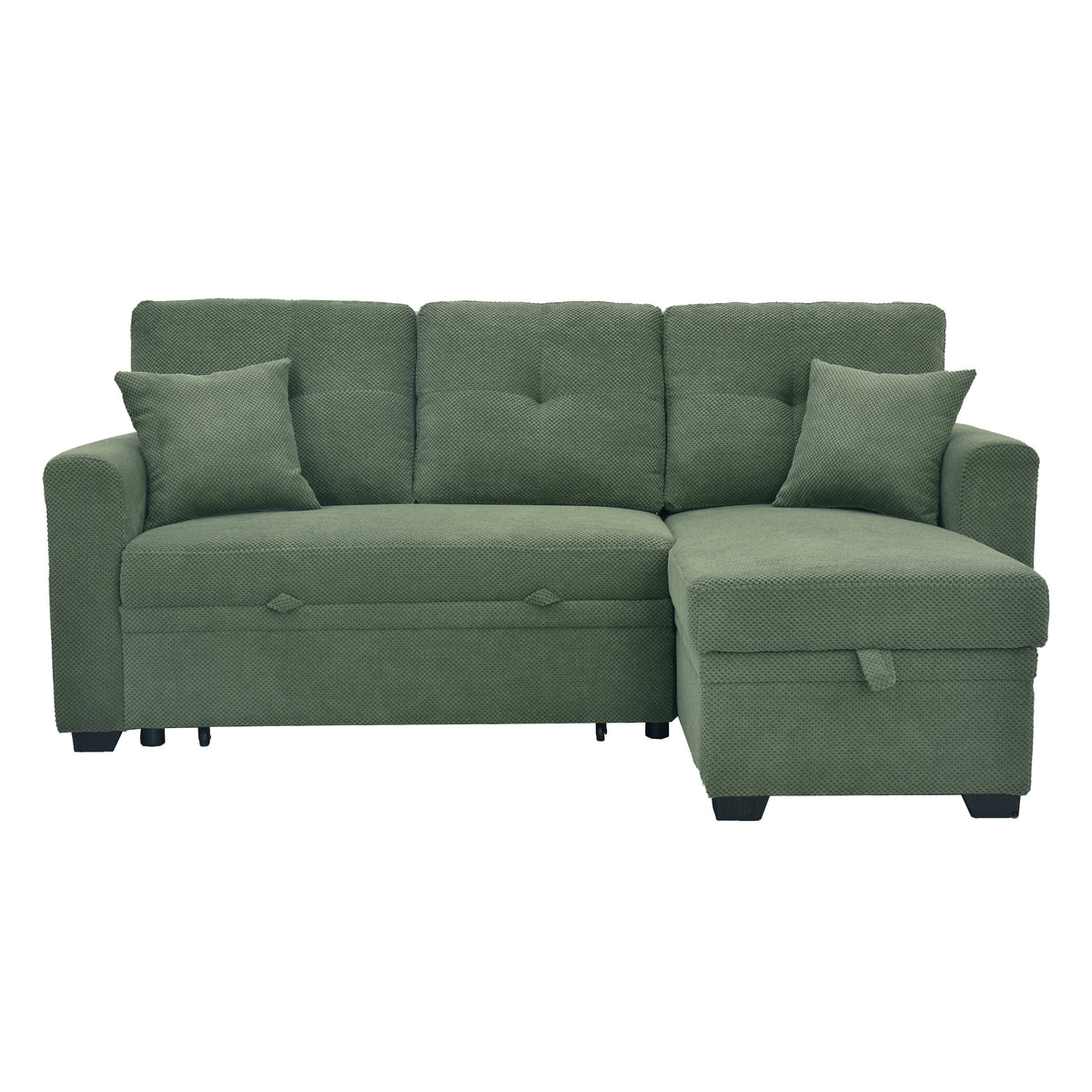 Wood Sleeper Sofa Dark Green