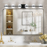 LED Vanity Light - 6-Light - Crystal Sand Acrylic Shades - Black - 43"