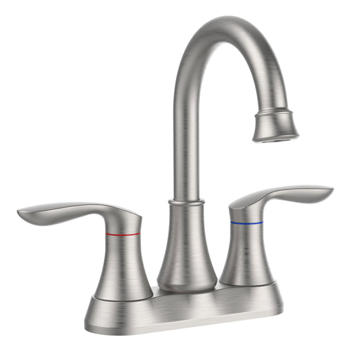 Brushed Nickel 2-Handle 4" Centerset Bathroom Sink Faucet