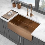 30 Rose Gold Farmhouse Sink - 30x21x10 Inch Kitchen Sink Stainless Steel