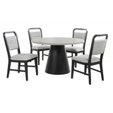 Contemporary Round Dining Set with 4 Upholstered Chairs Gray