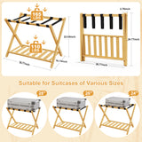 Folding Bamboo Luggage Rack 29×28×3 Inch, Foldable Suitcase Stand