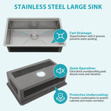 30" Undermount Kitchen Sink - 30*19*9 inch Single Bowl 16 Gauge Stainless Steel