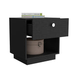 1-Drawer Nightstand with Open Lower Shelf and Wide Top