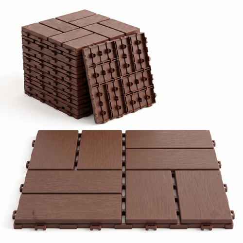 Plastic Interlocking Deck Tiles 44 Pack 12"x12" Waterproof Outdoor