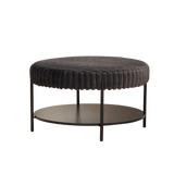 Charcoal Round Ottoman Coffee Table Storage Shelf
