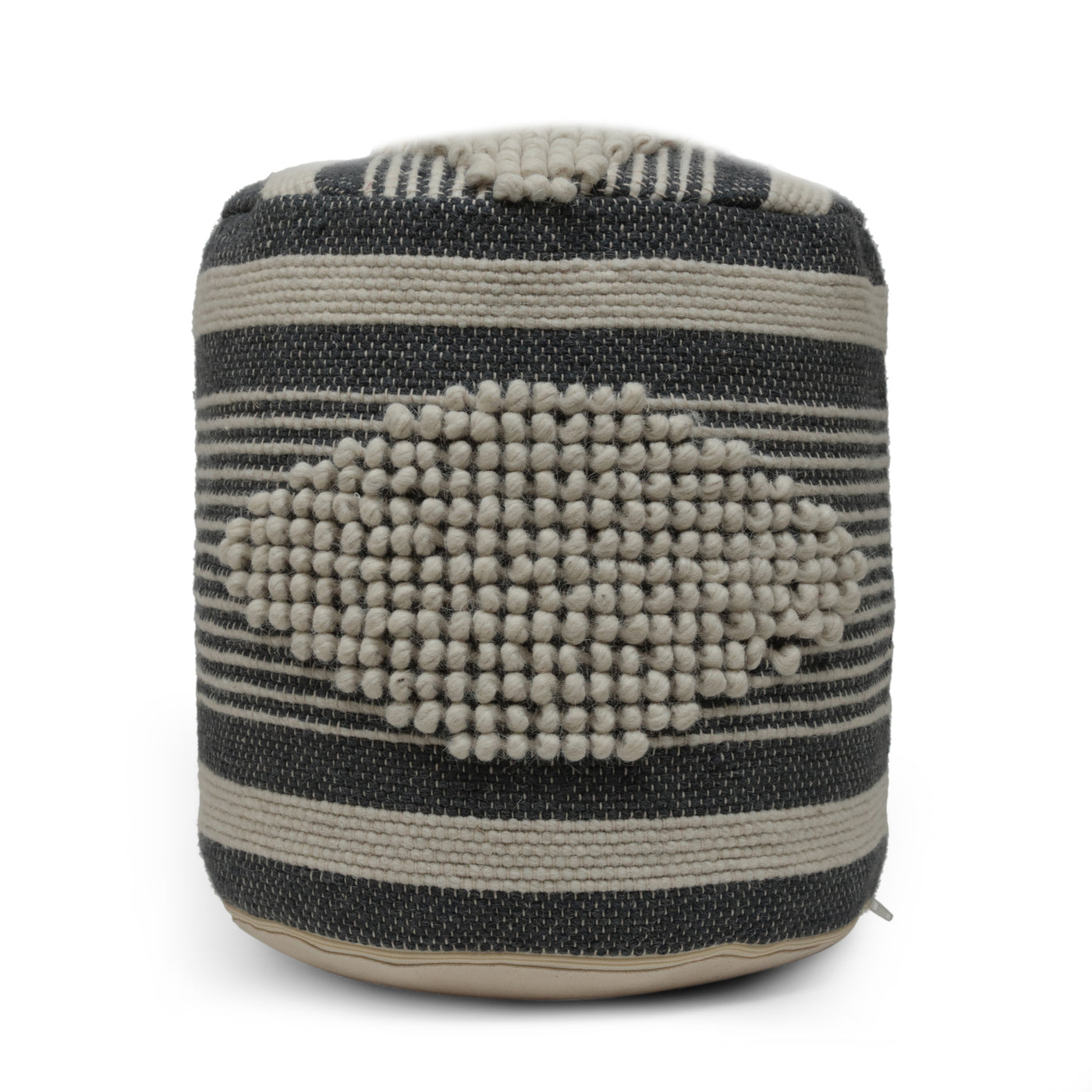 Diamond Handcrafted Wool Cotton Pouf Ottoman 16x16x16