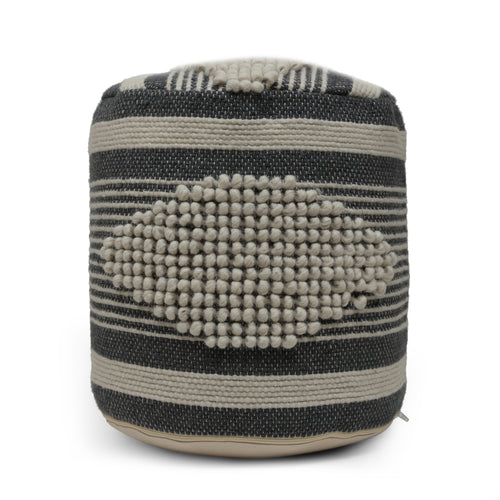Diamond Handcrafted Wool Cotton Pouf Ottoman 16x16x16