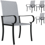 Set of 4 Outdoor Wicker Dining Chairs, Gray Rattan Armchairs