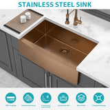 30 Rose Gold Farmhouse Sink - 30x21x10 Inch Kitchen Sink Stainless Steel