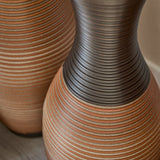 Hand-Woven PVC Rattan Vases Set of 3, GreyBrown
