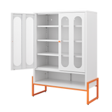 White Metal Double Door Shoe Cabinet 31.49"x13.77"x46.45