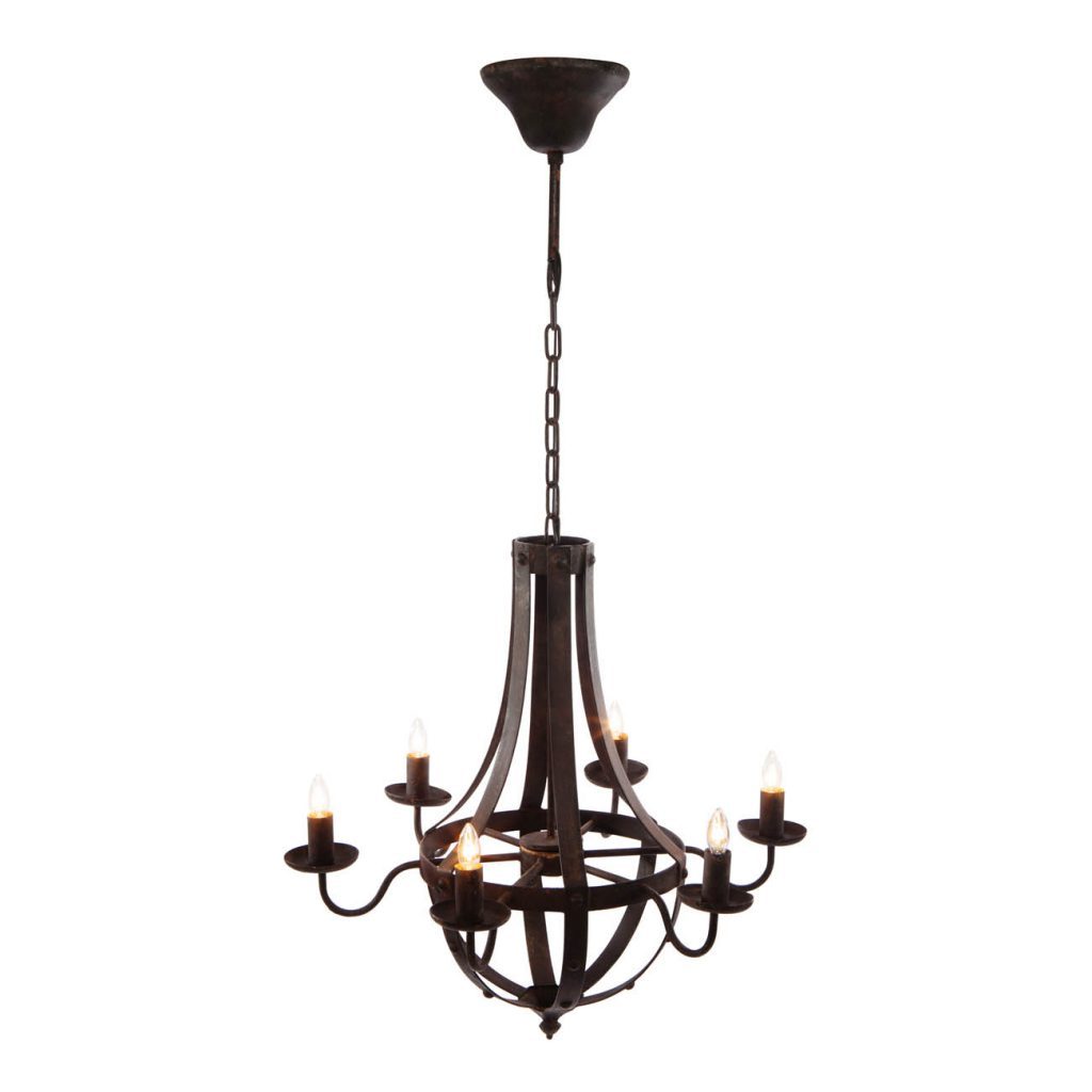6-Light Metal Chandelier Hanging Fixture Adjustable Chain