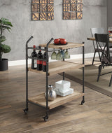 Brantley Oak Sandy Black Finish Serving Cart