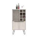 Bar Cabinet - White Washed Oak - 2 Doors & 9 Shelves - 43.1"H