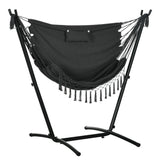 Outdoor Hammock Chair with Stand, Dark Gray Swing Lounge