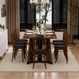 Rectangular Engineered Wood Dining Table Black/Rustic Brown 71"