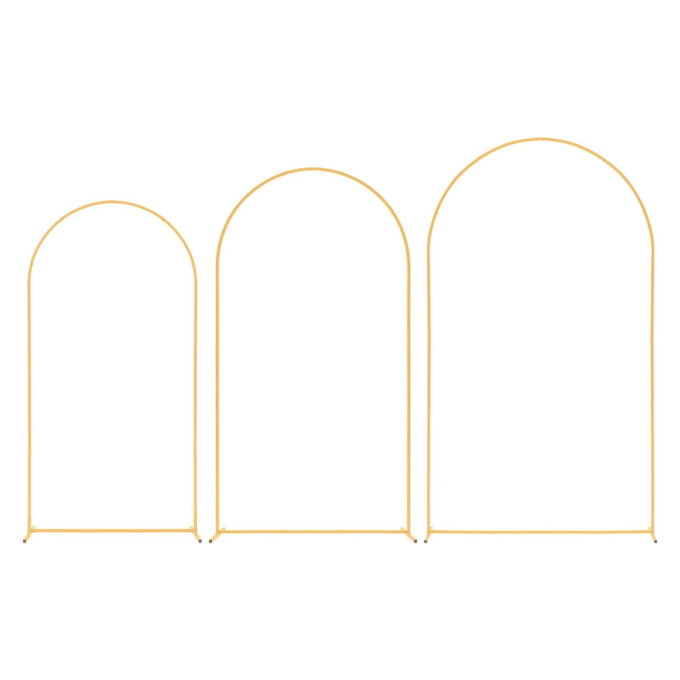 3-Piece Gold Metal Arch Backdrop Stand Set 8/7.2/6.6 ft