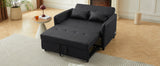 Convertible Sleeper Sofa Bed Loveseat Black PU Leather USB Ports