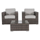 Elegant Rattan Wicker 2-Person Seating Set with Cushions in Brown/Gray