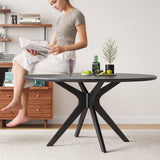 47.2" Round Dining Table Seats 4-6 Solid Wood Pedestal