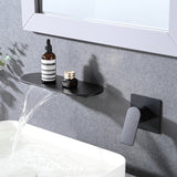 Matte Black Wall Mount Bathtub Faucet Single Handle Waterfall
