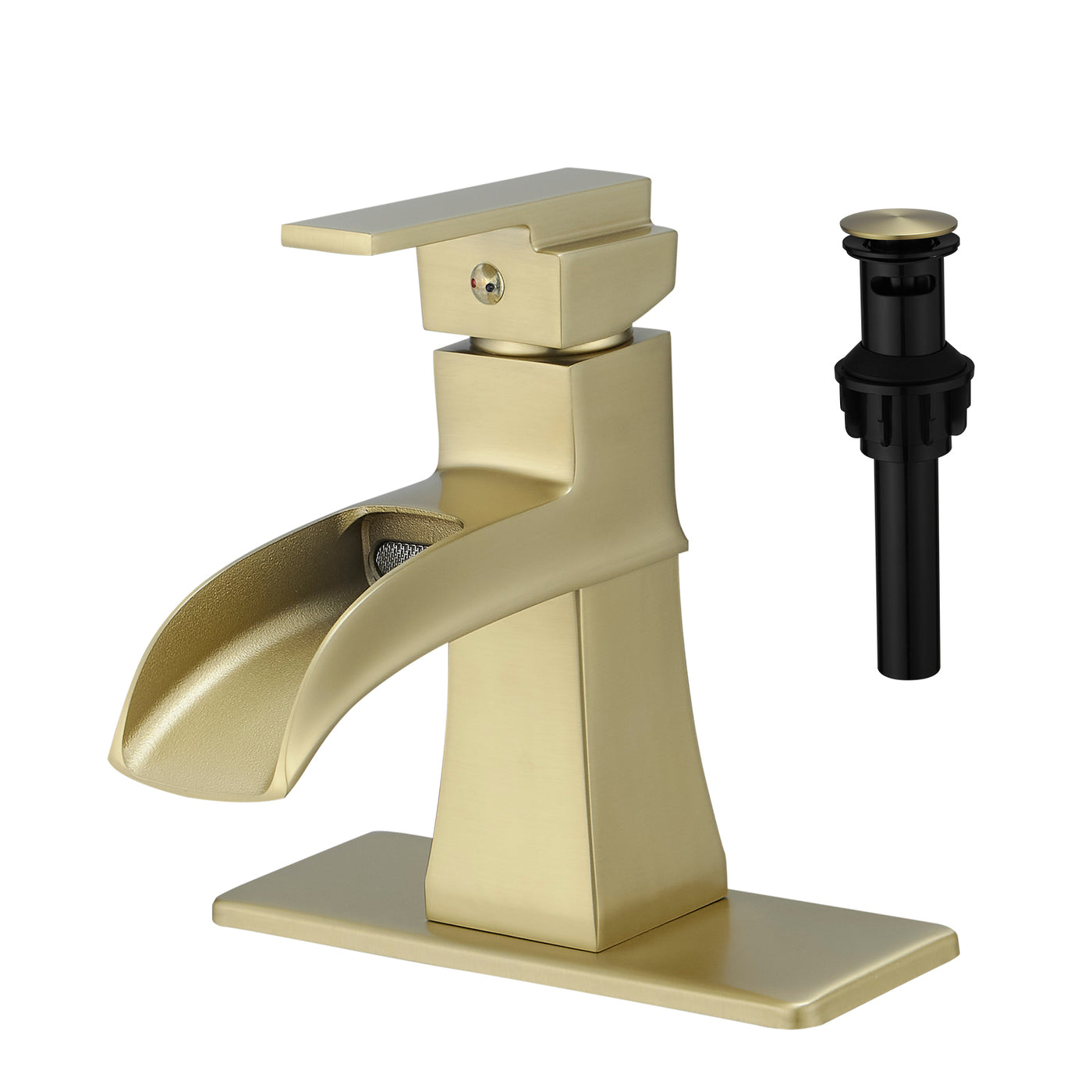 Waterfall Nickel Gold Bathroom Sink Faucet with Pop-up Drain