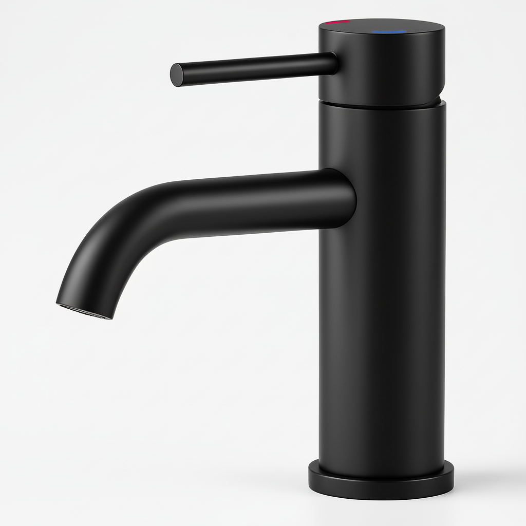 Matte Black Single Handle Bathroom Faucet Stainless Steel