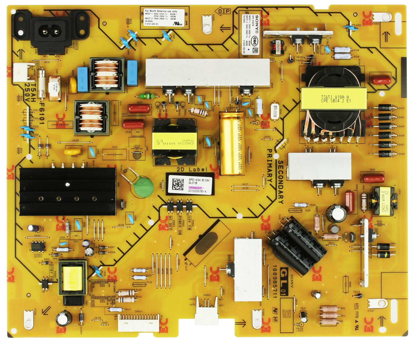 1-004-422-21 Sony Power Supply, 100985711, APS-434 B, KD-55X80J, KD55X79J,