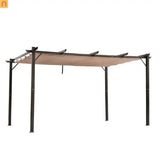 Pergola Canopy Retractable Aluminum Brown 10x13 ft Rust Resistant