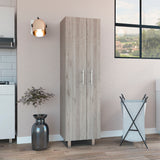 Double Door Storage Cabinet with Five Shelves, Light Gray