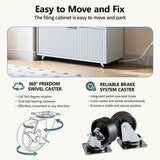 Mobile Office File Cabinet with Charging Station & Multi Drawers, Open Storage C