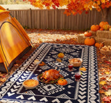 Outdoor Rug Reversible Polypropylene Blue White 9x18ft Portable