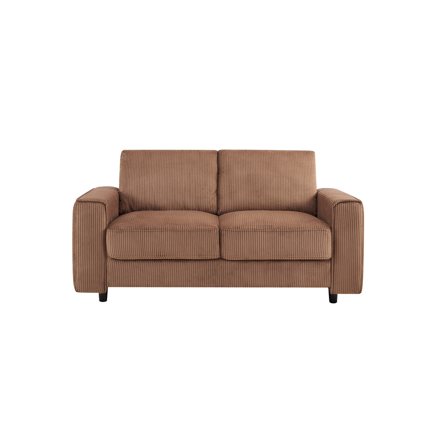 Brown Corduroy 2-Seater Sofa Minimalist Modern