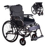 Wheelchair Manual Aluminum 24 In Quick Release Wheels Memory Foam Dark Gray