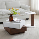 Square Engineered Wood Coffee Table with Storage White/Walnut