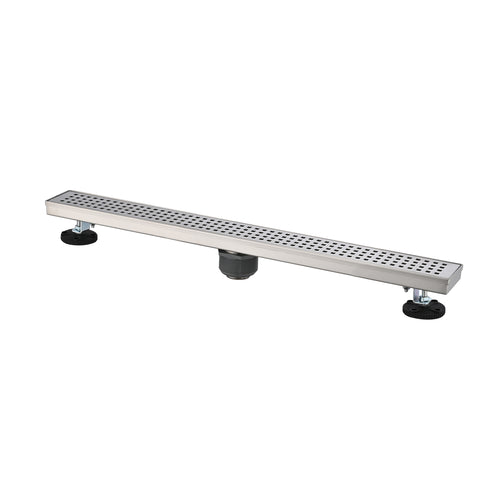 32 Inch Linear Shower Drain with Hair Strainer and Leveling Feet