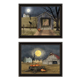 Trendy Decor 4U 2- Piece Vignette Halloween Season in the Country Black Framed W
