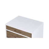Accent Table - White & Weathered Oak - 3 Drawers - Tapered Legs
