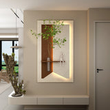 Adjustable 3-Color LED Sandstone Wall Decor with Simulated Green Plants