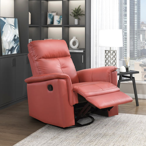 Red Leather Swivel Glider Recliner Chair