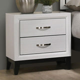 Two Tone Nightstand with 2 Drawers, Wooden Legs, White Finish, Bedroom