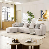 Sofa L-Shape Modular Velvet Beige 4-Seat Pocket Spring 118in