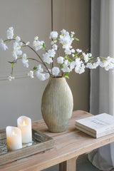 Gold Ceramic Accent Vase Ribbed Texture 7.9x3.3x13