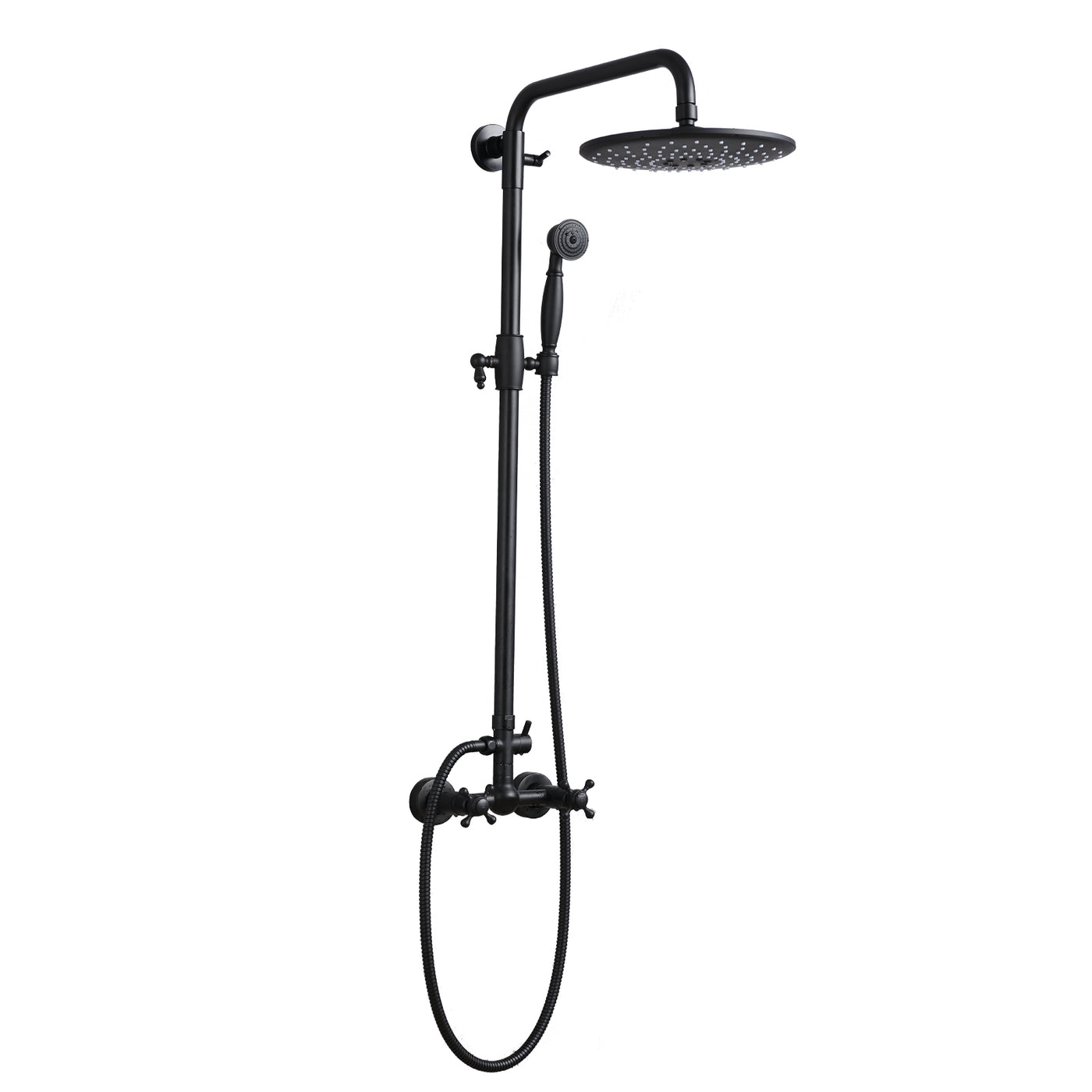 Dual Shower Head System 8 ft Handheld Rain Shower Matte Black