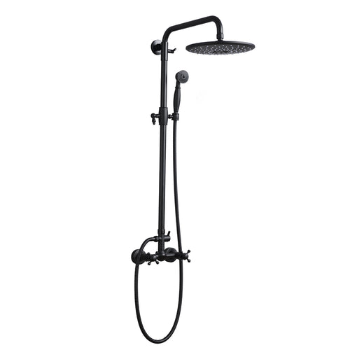 Dual Shower Head System 8 ft Handheld Rain Shower Matte Black