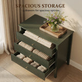 3-Drawer Engineered Wood Nightstand Green