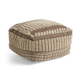 Handcrafted Wool Cotton Tufted Pouf Ottoman 26x26x16.5